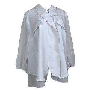 Lane Bryant Blazer Jacket White Top Zip Up V Neck 3/4 Sleeve Sheer Plus Size 22W